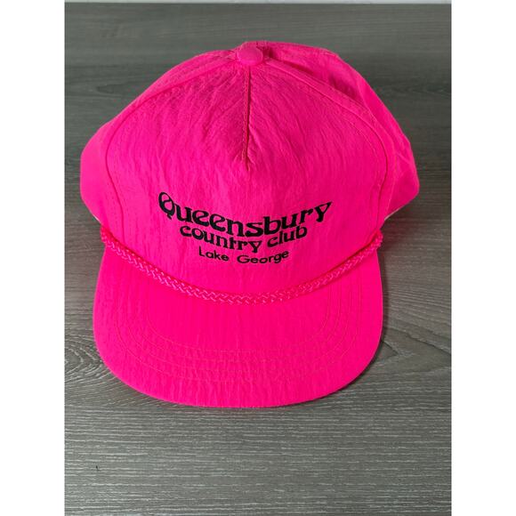 Vintage 80s Neon Pink Snapback Hat – Queensbury Country Club Lake George - Picture 2 of 5